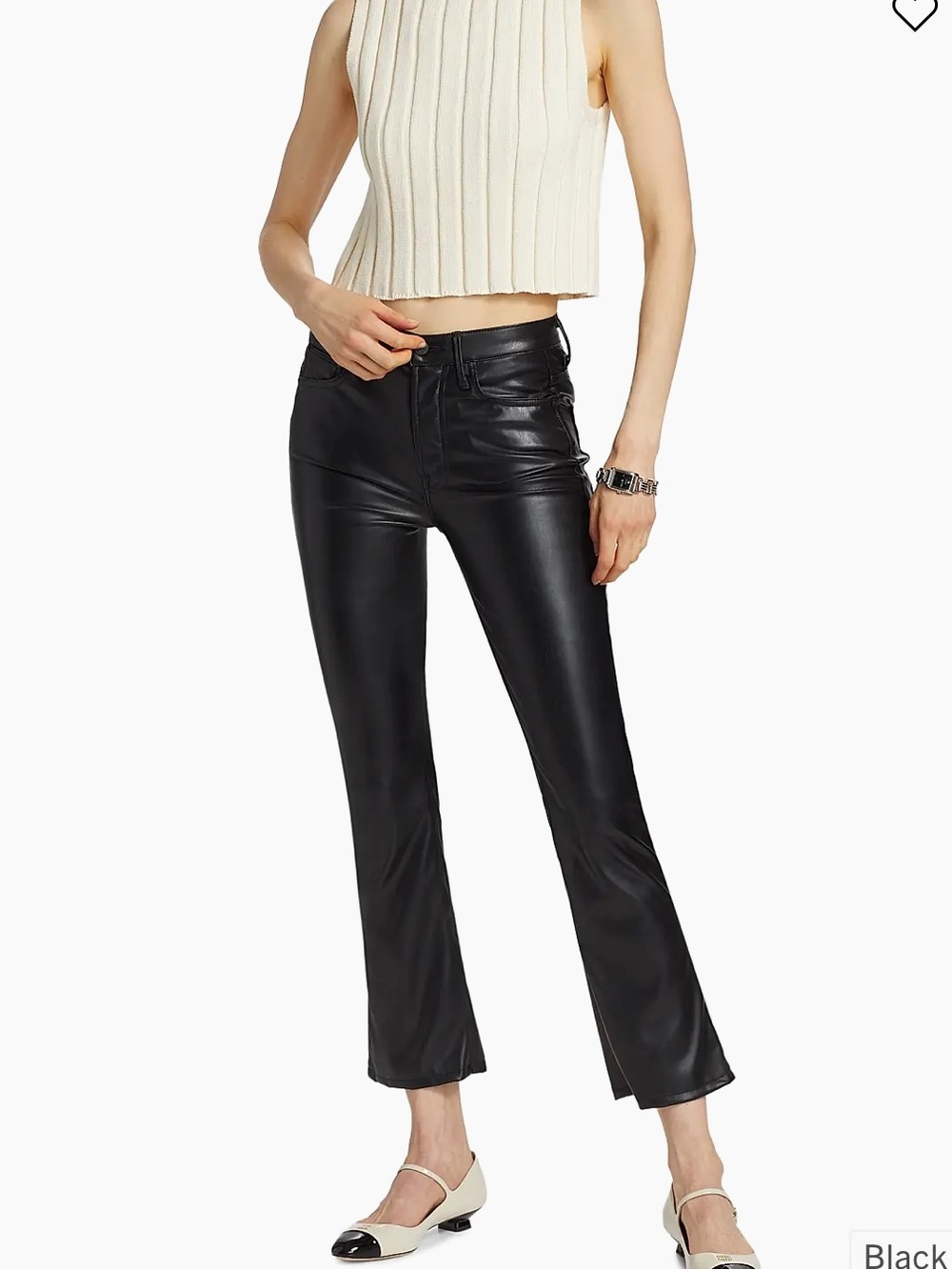 MOTHER Black The Insider Ankle-Crop Faux Leather Pants size 29